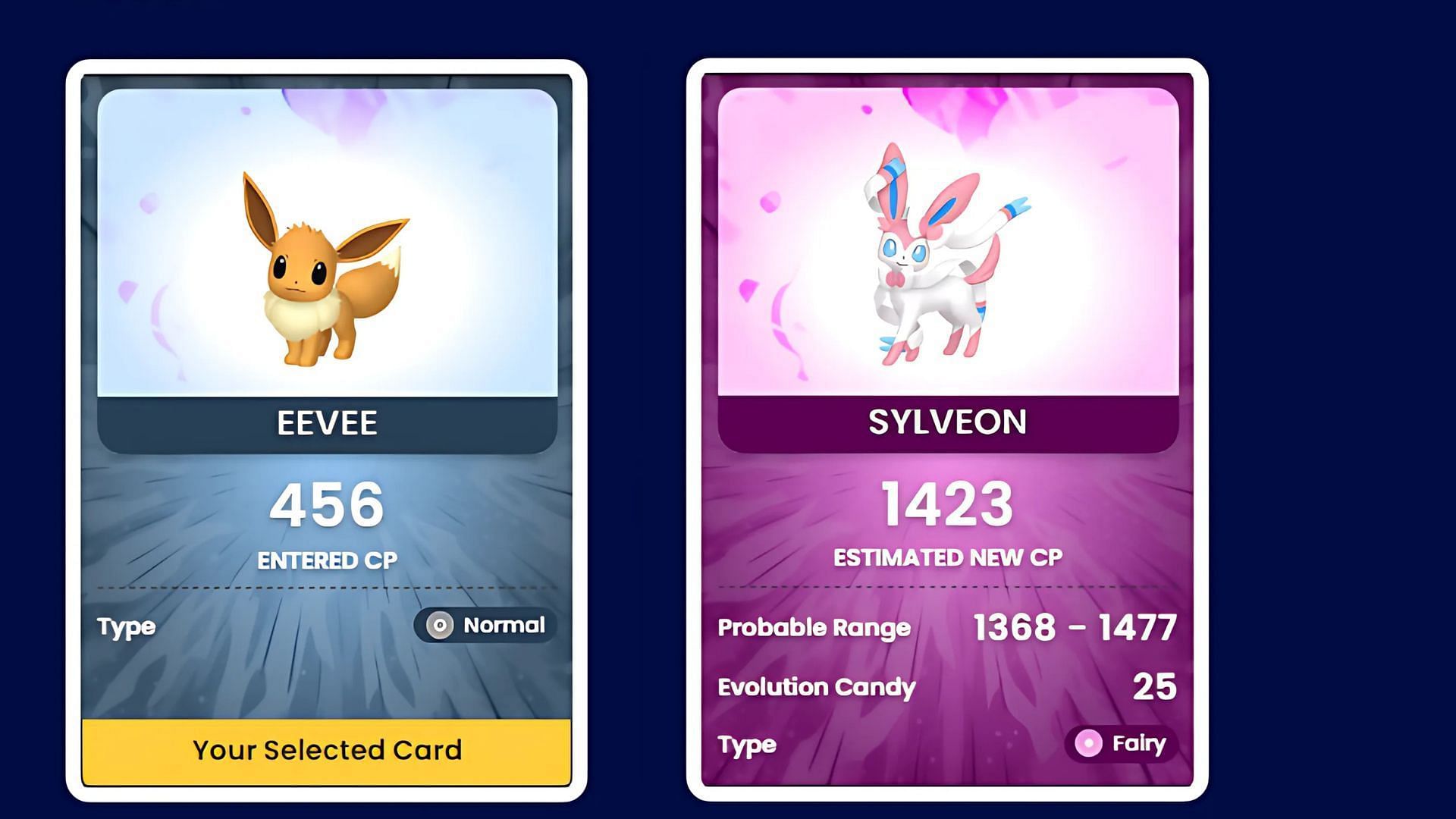 Use Sportskeeda&#039;s Evolution Calculator to determine the CP of Sylveon (Image via SK)