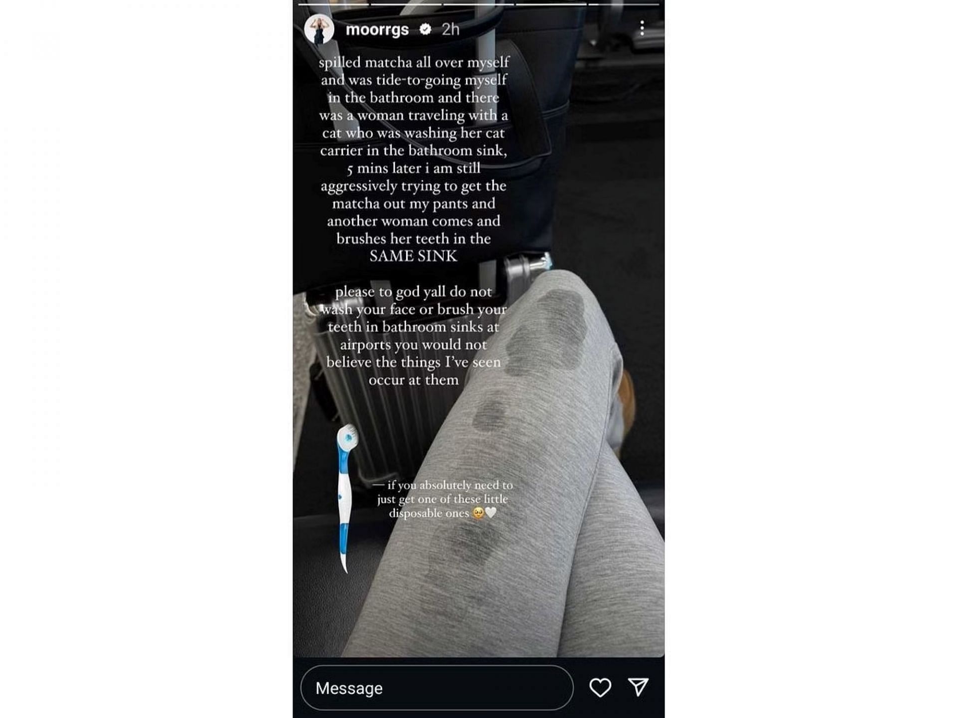 Morgan Riddle narrates her bizarre Las Vegas airport experience; Instagram - @moorrgs