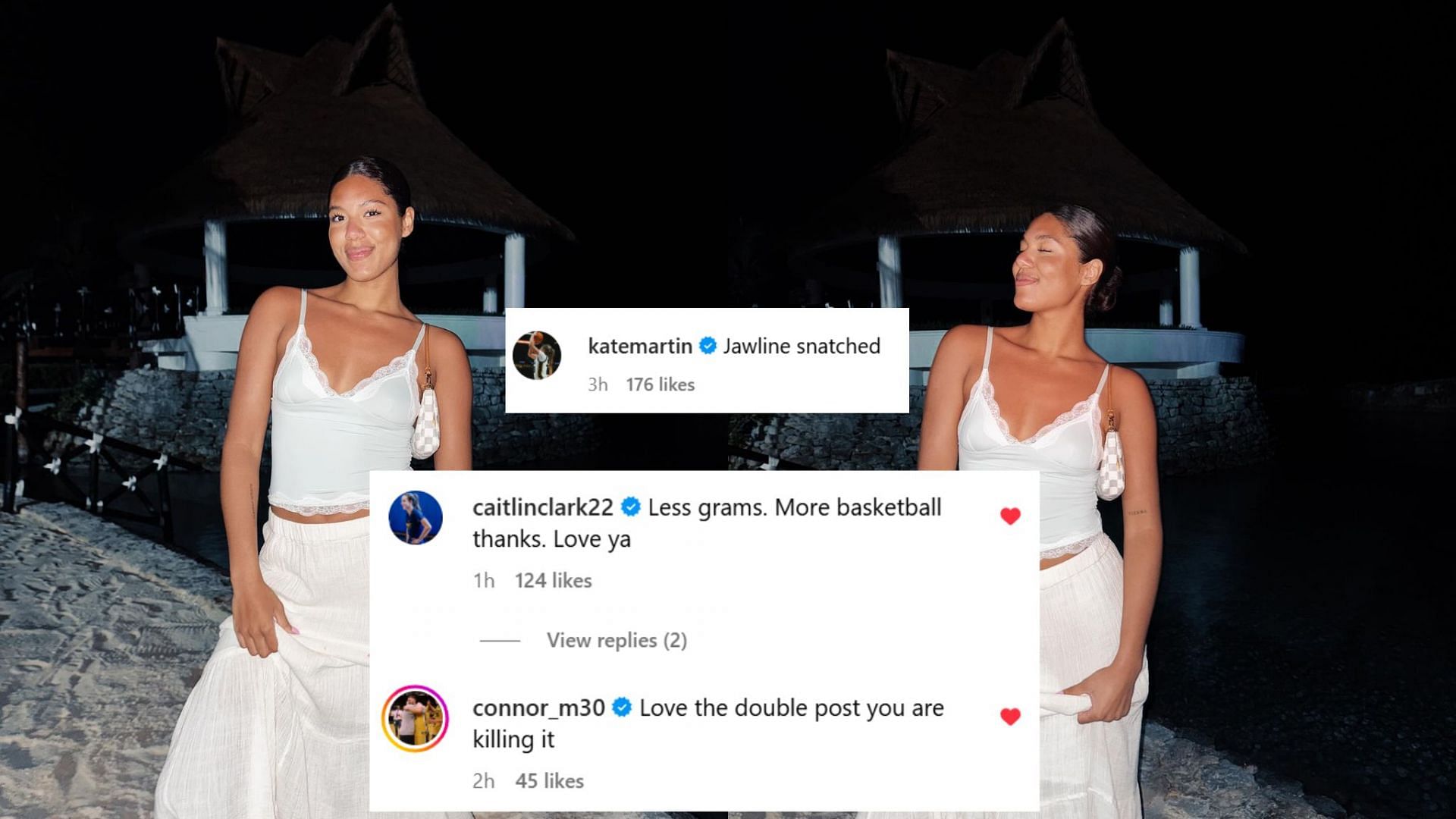 Caitlin Clark, Connor McCaffery and Kate Martin comment on Jada Gyamfi&#039;s post