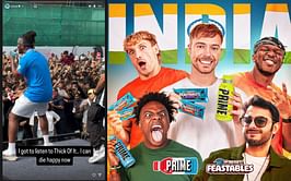 "I can die happy now" - MrBeast reacts to KSI performing Thick Of It in India during the launch of Prime and Feastables
