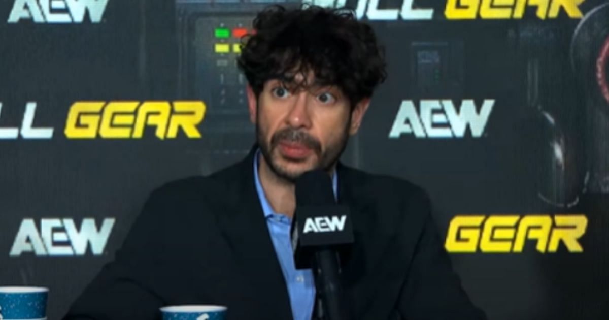 Tony Khan at AEW Full Gear post show media scrum [Source: AEW YouTube]
