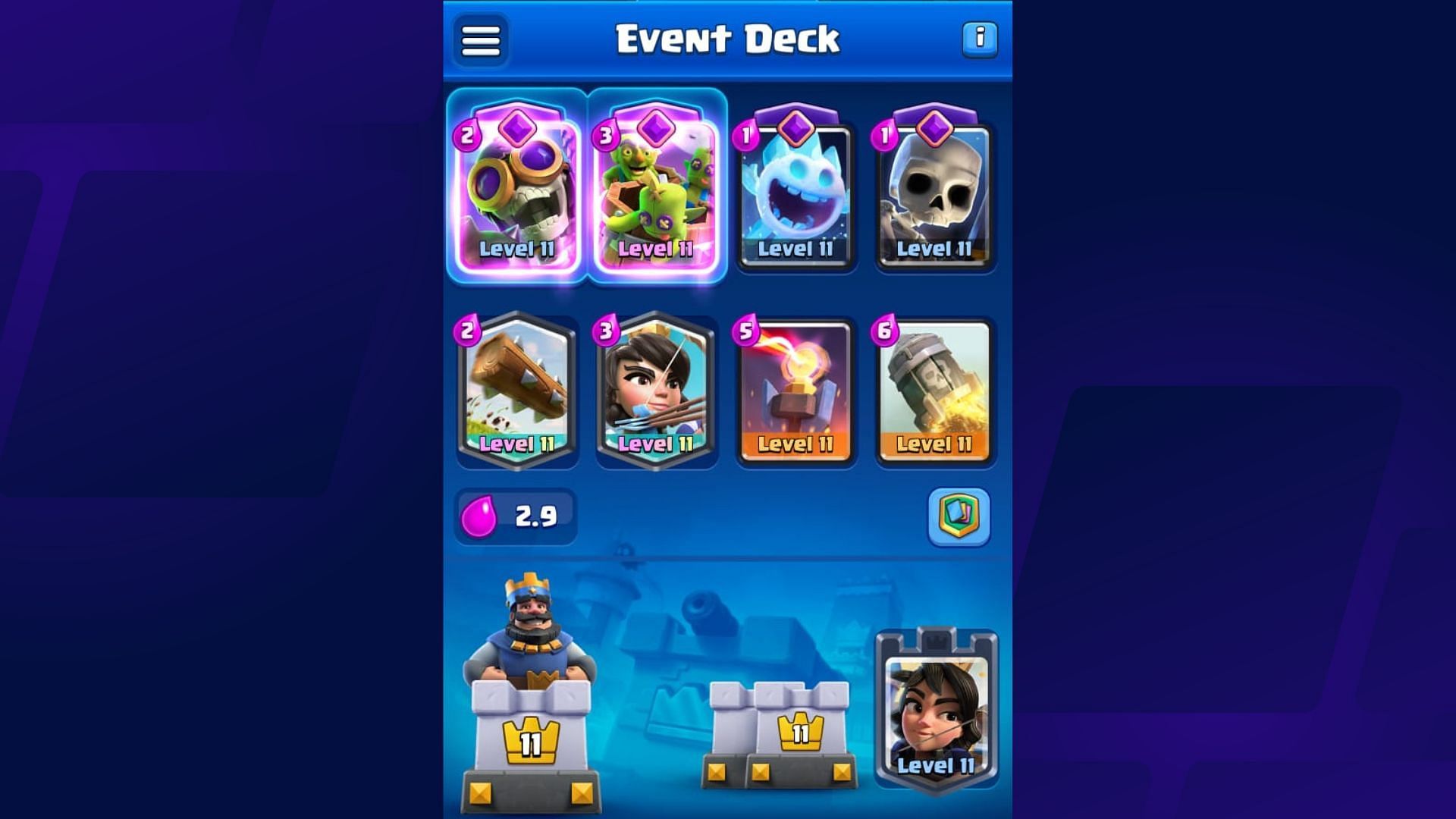 Clash Royale Bomber Princess Goblin Barrel deck (Image via Supercell)