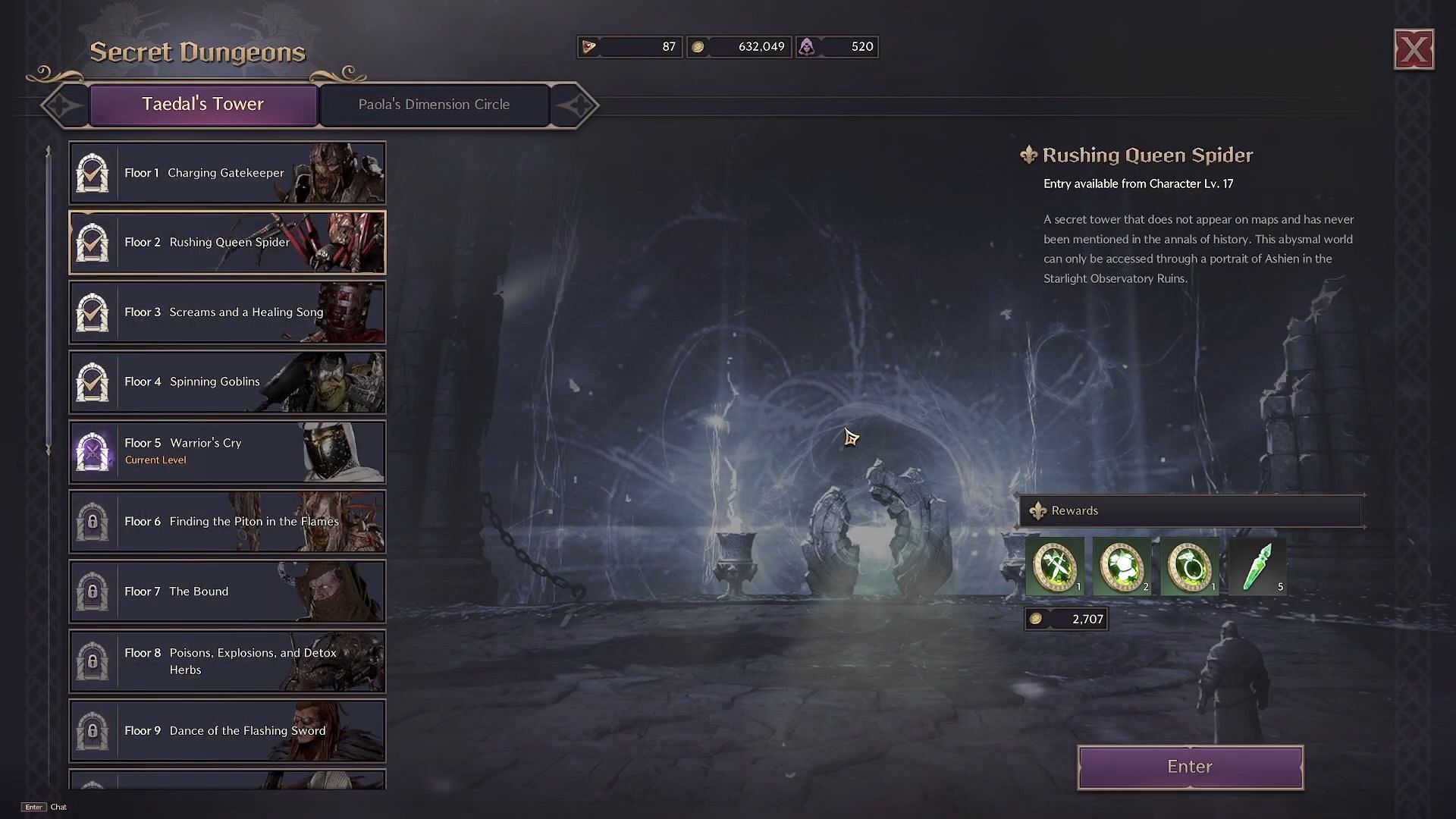 Venomous Queen Spider can be accessed through the Secret Dungeon Menu. (Image via NCSoft || YouTube/MMO Wiki)