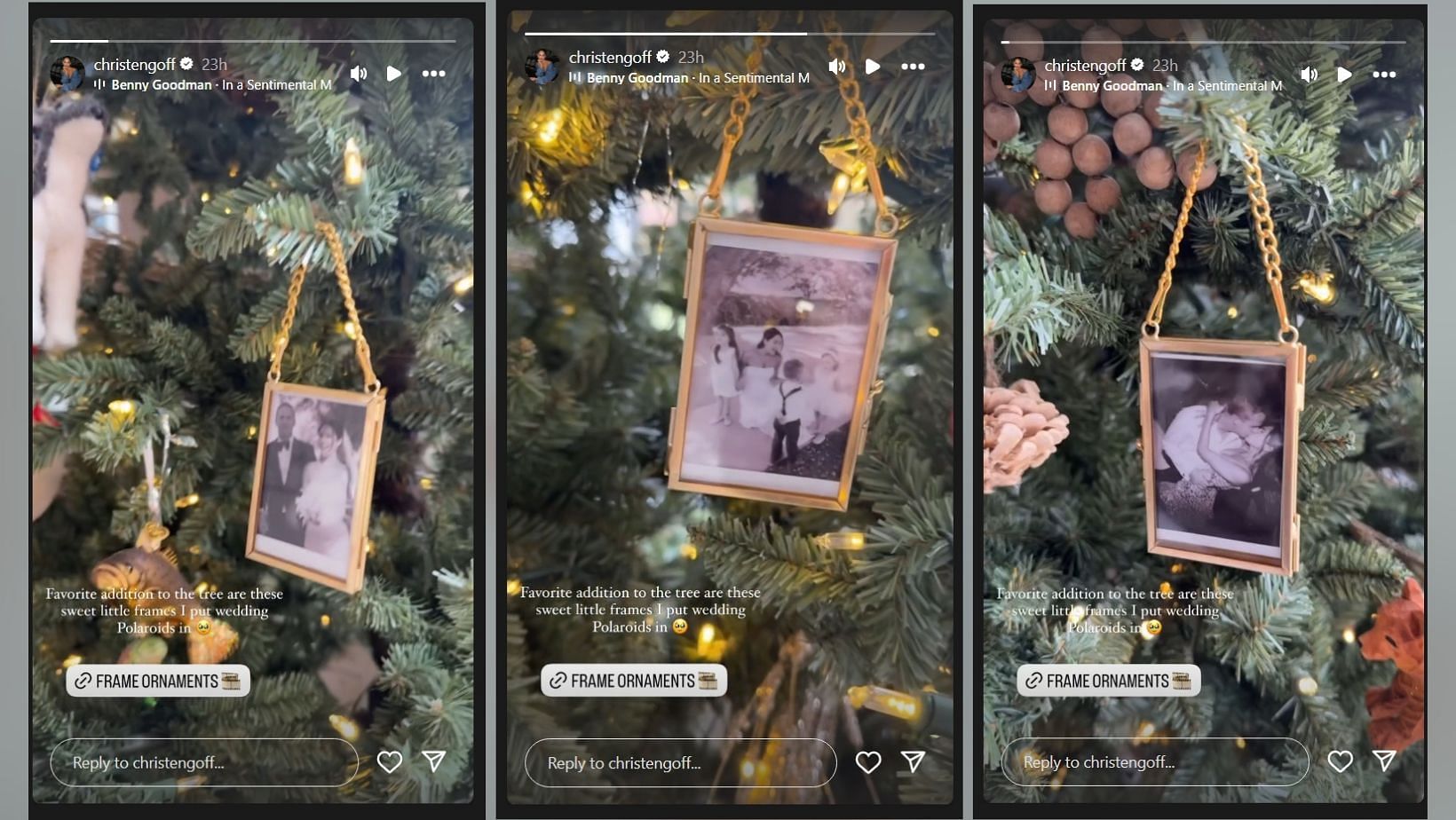 Christen Harper adds memorable personal decorations to the family Christmas tree (Image credit: instagram/christenharper)