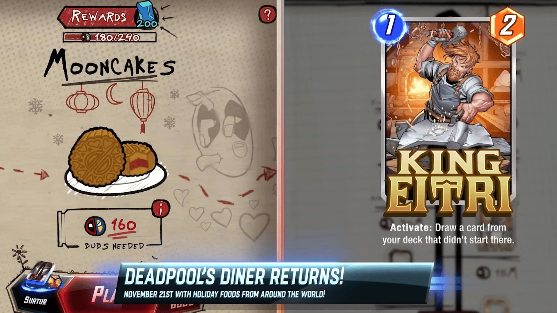 Deadpool Diner is returning for the Marvel Snap War of the Nine Realms season (Image via Nuverse)