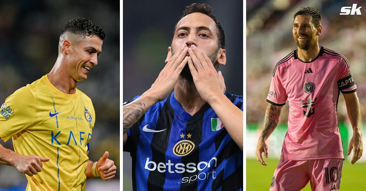Cristiano Ronaldo, Hakan Calhanoglu and Lionel Messi (all images via Getty)