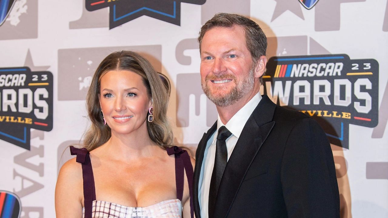 Dale Earnhardt Jr. with wife Amy at the 2023 NASCAR Awards Banquet at the Music City Center in Nashville, Tennesse (Source: Imagn)