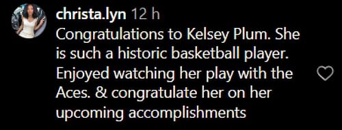 Fan wished Kelsey Plum (Picture credit: Instagram)