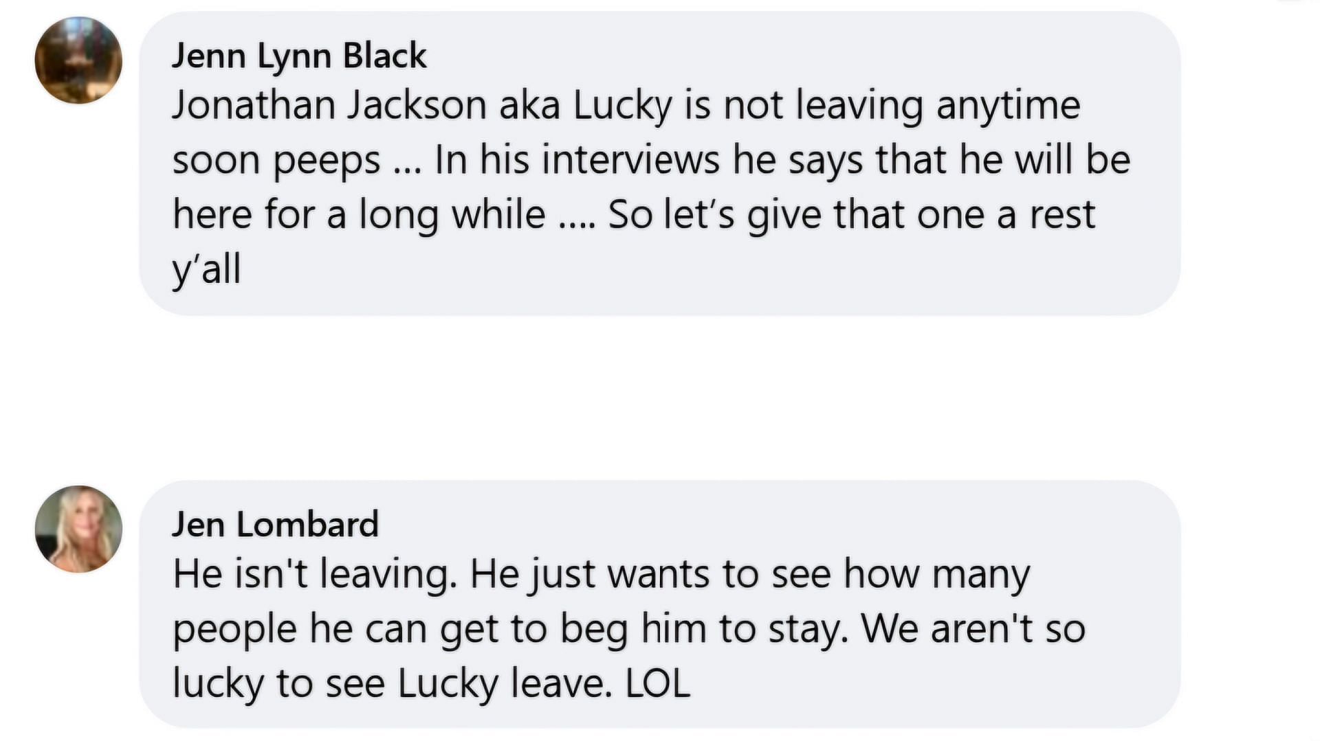 Audience members speculating about actor Jonathan Jackson&#039;s exit as Lucky Spencer (via General Hospital / Facebook)