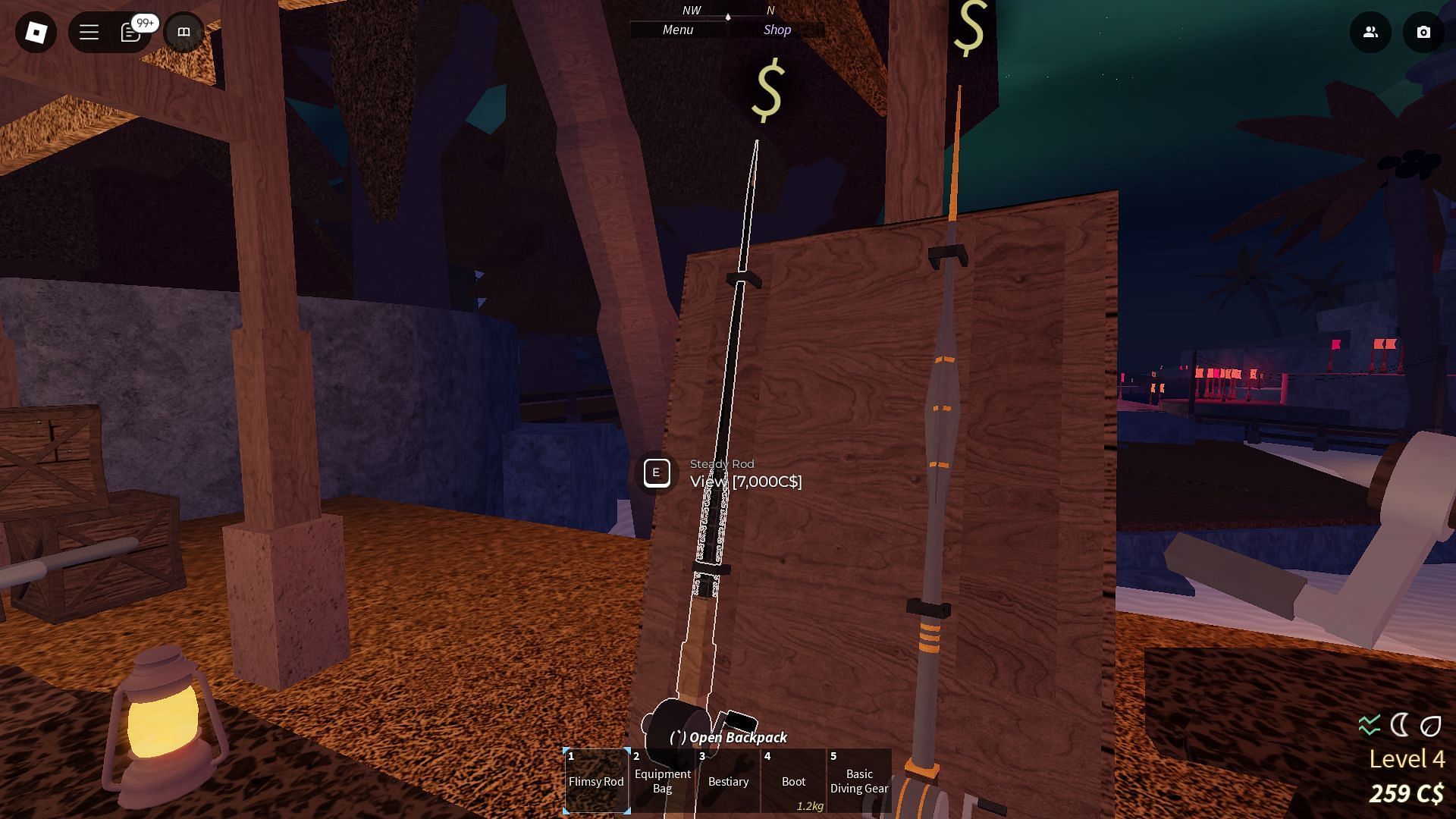 Steady Rod costs 7000C$ at Alfie's shop (Image via Roblox)