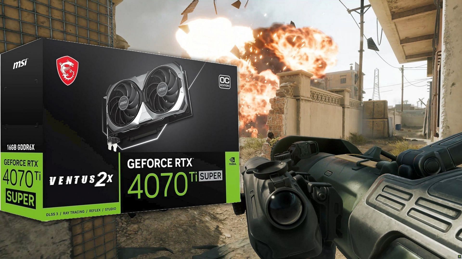 RTX 4070 Ti Super on the left and Delta Force Operator using a launcher on the right