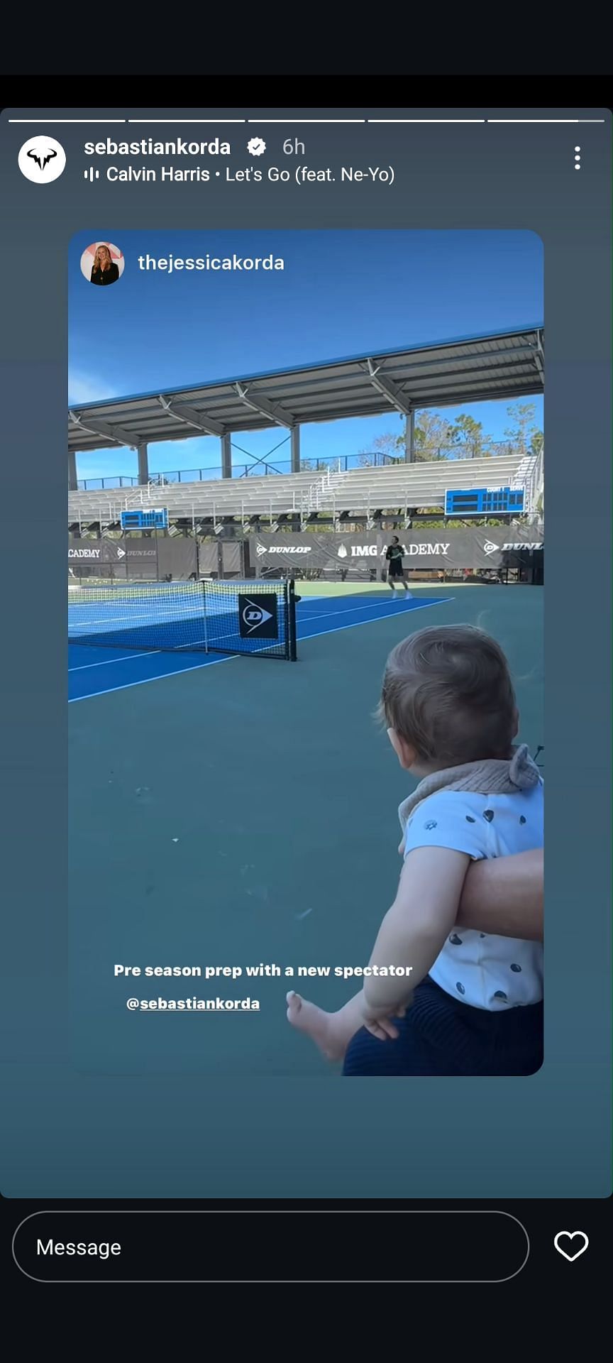 Greyson looking at Korda practicing for the 2025 season (Source: Instagram/Sebastian Korda)