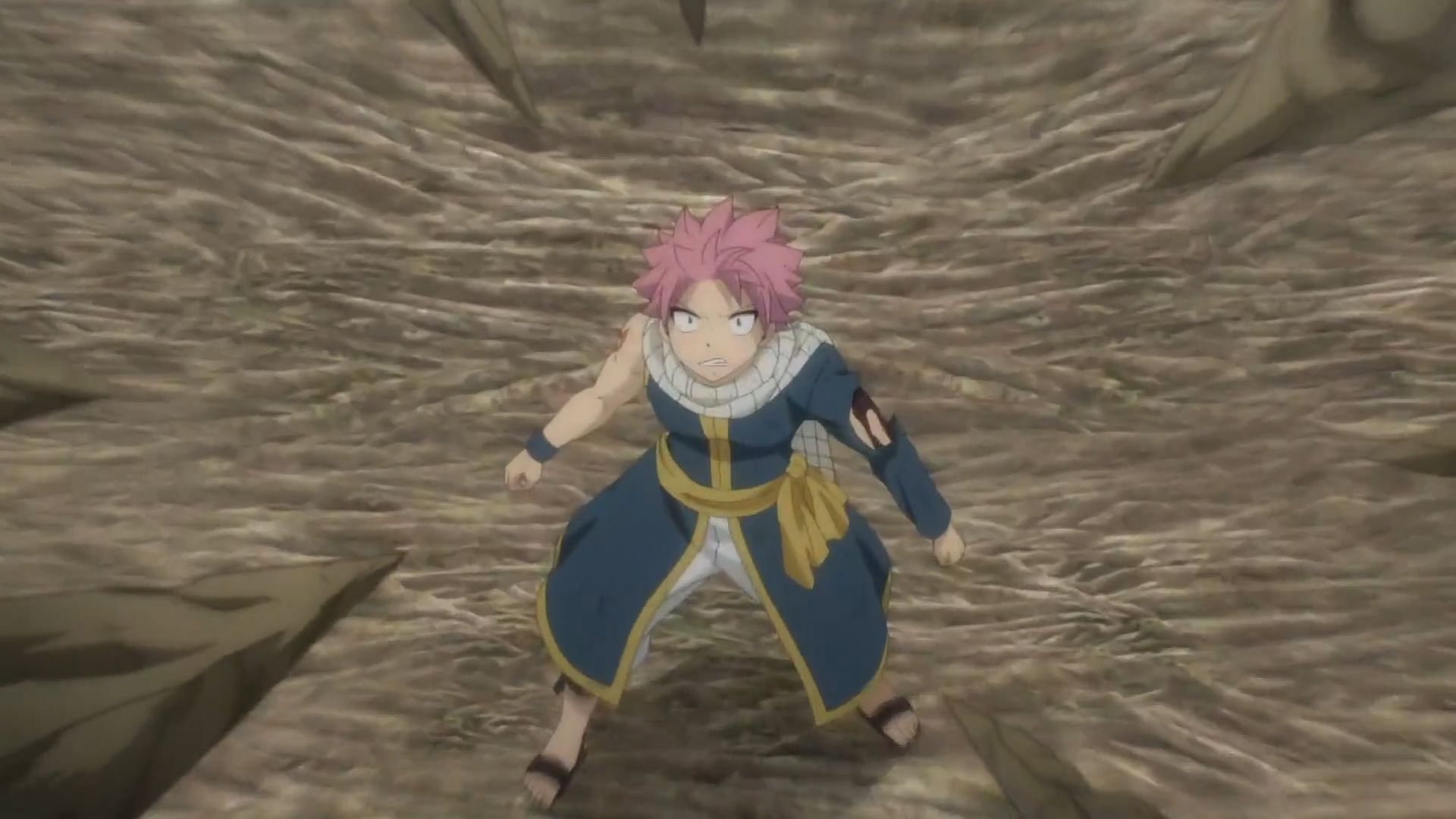 Natsu Dragneel faces an attack from the God Seed (Image via J.C. Staff)