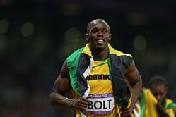 WATCH: Usain Bolt engages in a playful contest as he adorns the Jamaican colors once again