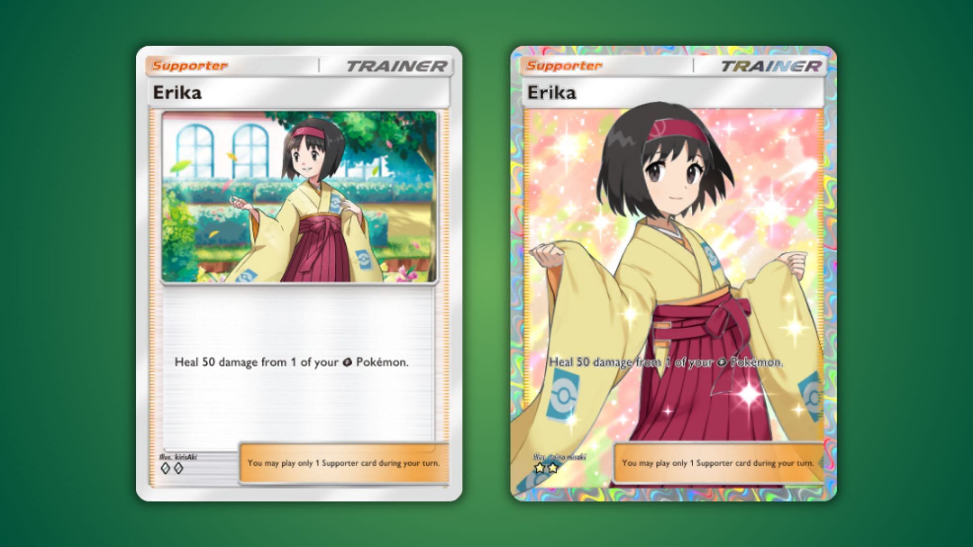 Erika Trainer cards in Pokemon TCG Pocket (Image via The Pokemon Company)