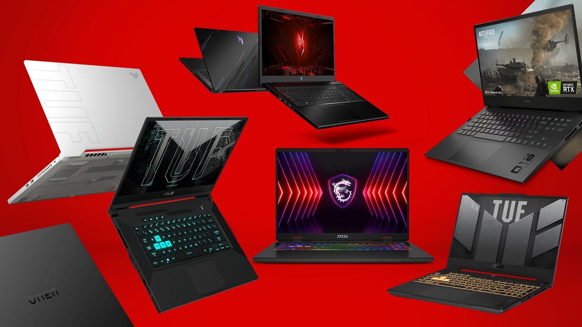 The best gaming laptops to get on Black Friday 2024 (Image via MSI, Asus, Acer, HP)