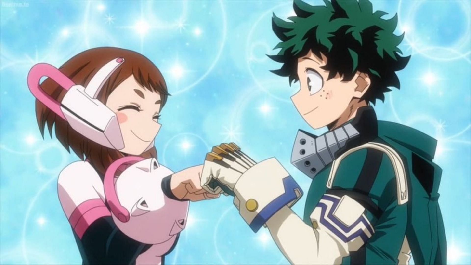 Ochaco Uraraka and Izuku Midoriya (Image via Studio Bones)