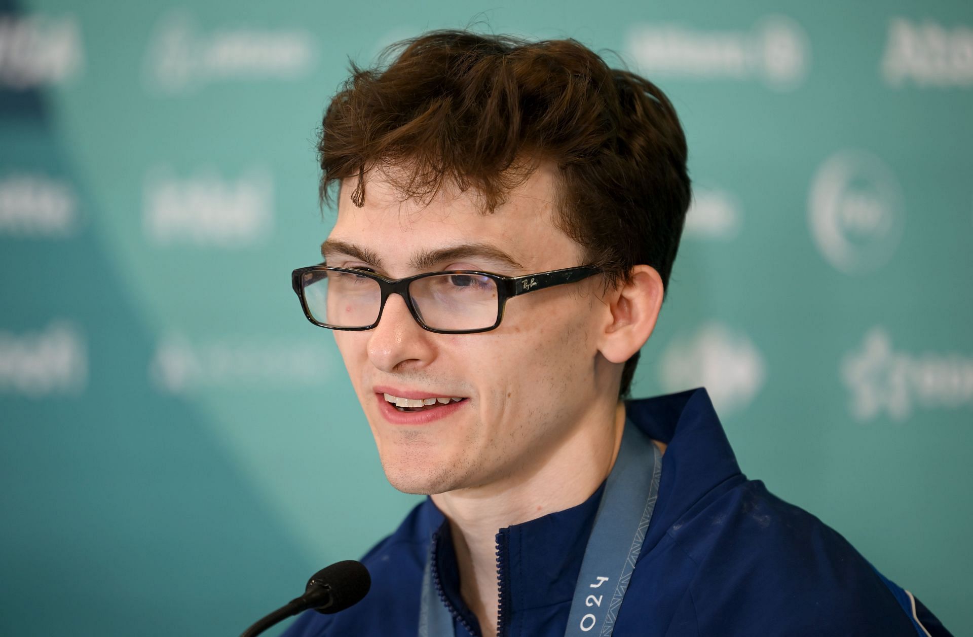 Stephen Nedoroscik of Team United States during a media conference after the men&#039;s pommel final during the 2024 Summer Olympic Games in Paris, France. (Photo via Getty Images)