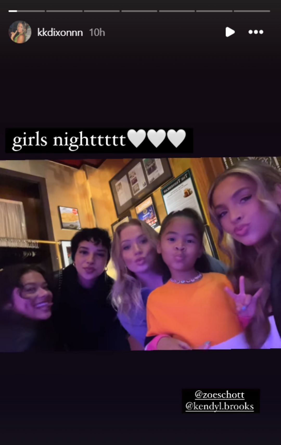 Dixon shares snap of girls&#039; night (Image: @kkdixonnn IG)