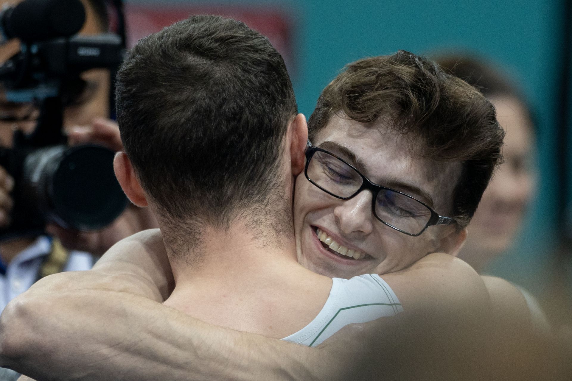 Stephen Nedorsocik hugging his teammate at the Olympic Games-Paris 2024 - (Source: Getty)