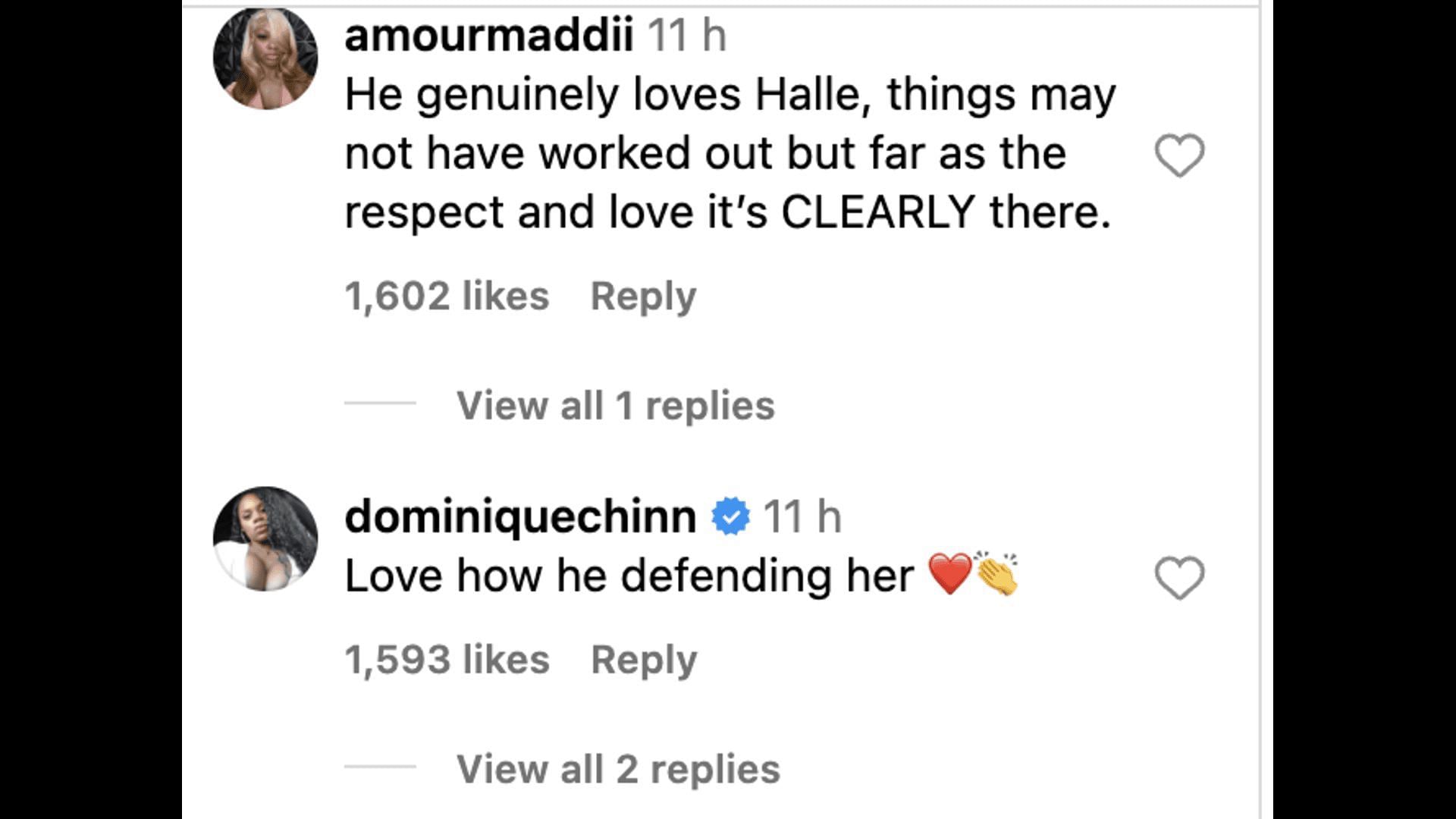 Social media users poured in comments as the rapper defended his ex-partner, Halle on IG Live. (Image via @TheNeighborhoodTalk/ Instagram)