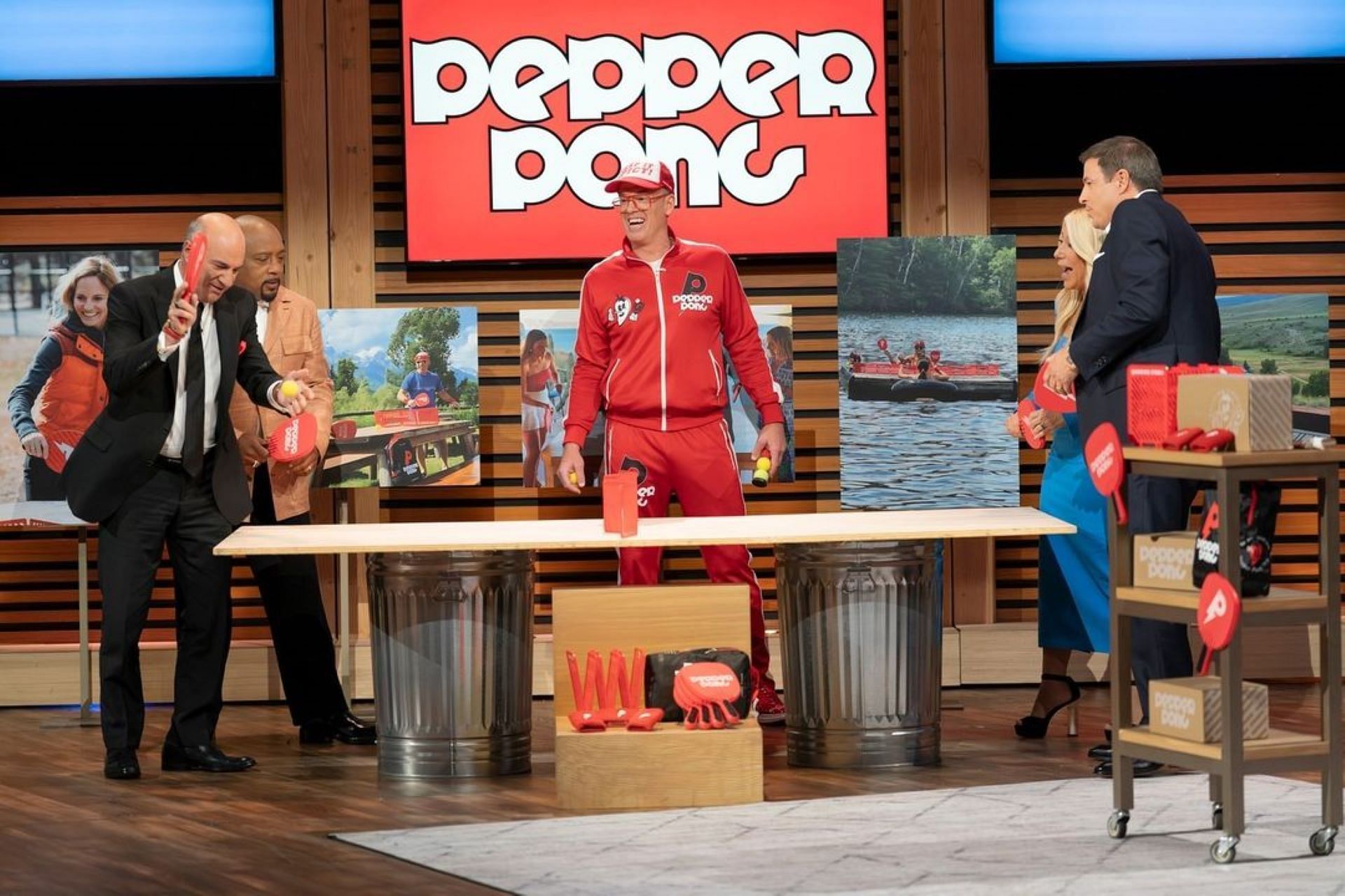 The Sharks trying Pepper Pong (Image via Instagram/@sharktankabc)