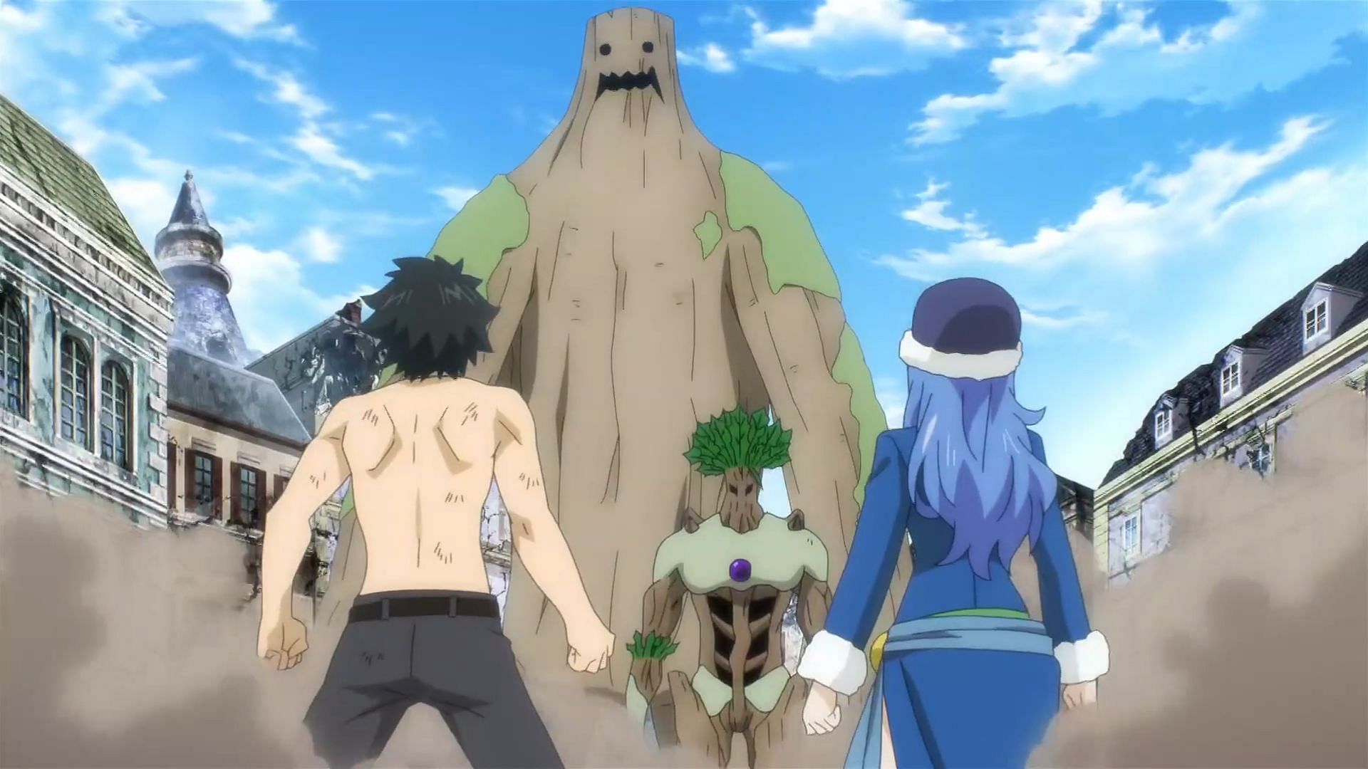 Gray and Juvia prepare to fight Metro (Image via J.C.Staff)