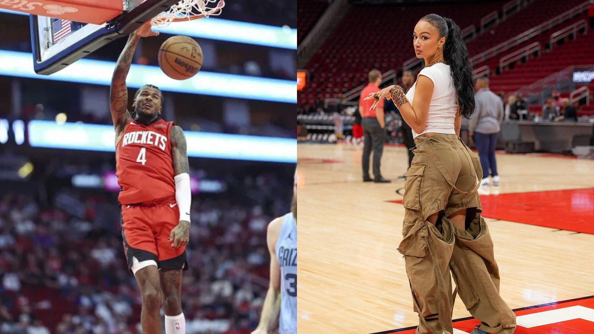 Houston Rockets guard Jalen Green and his partner Draya Michele. Photo Credit: Imagn, Draya Michele's IG account