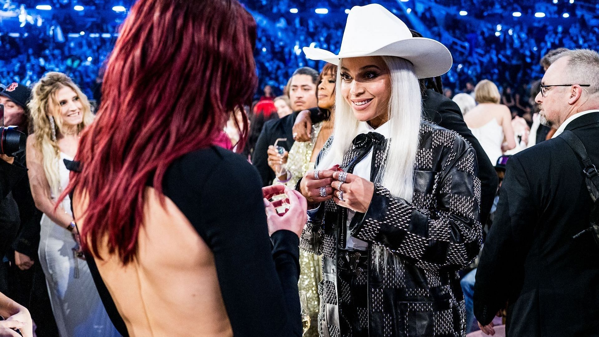 (L-R) Dua Lipa and Beyonc&eacute; attend the 66th GRAMMY Awards on February 04, 2024 in Los Angeles, California. (Photo by John Shearer/Getty Images for The Recording Academy)