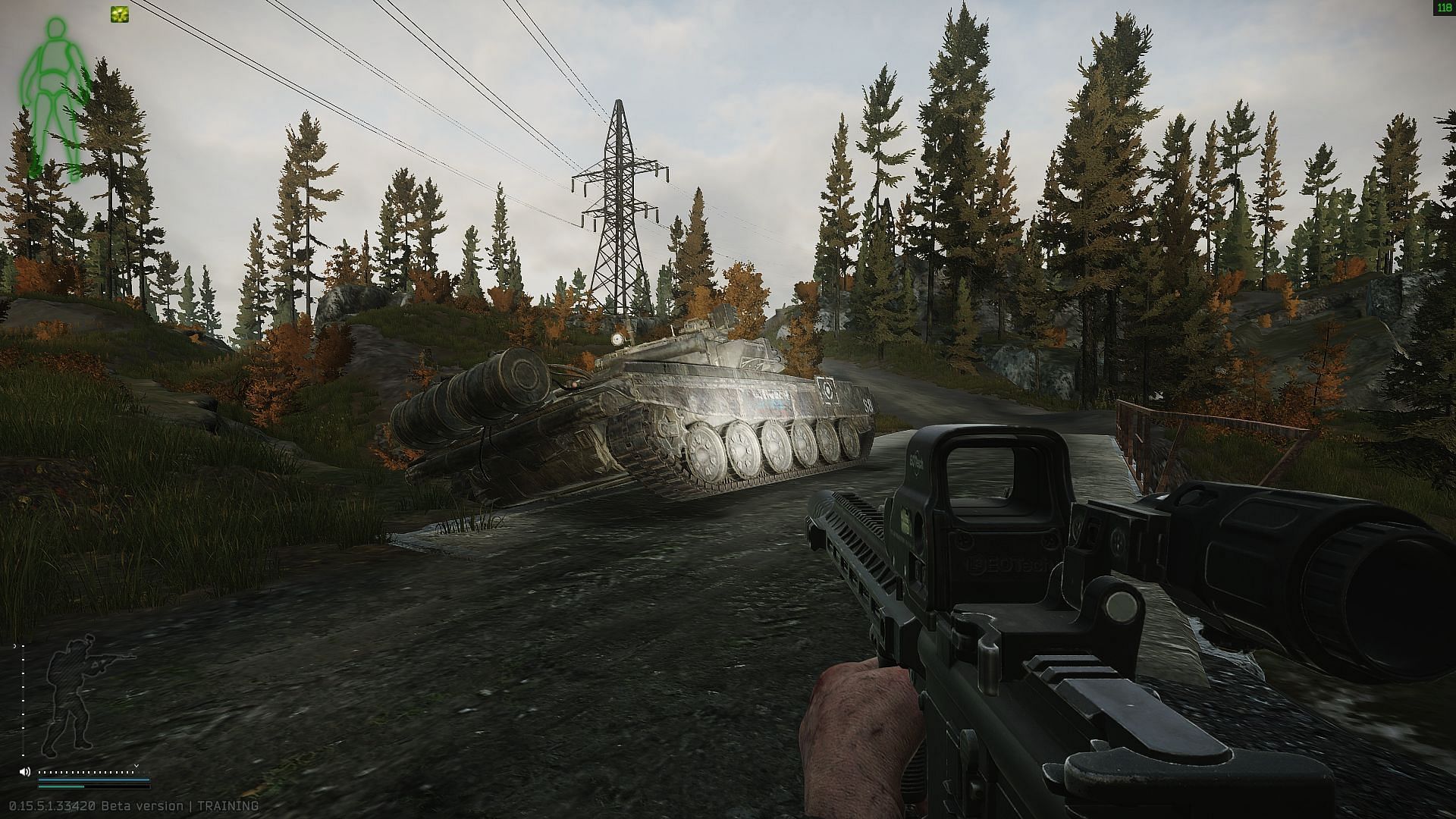 The T-90 tank on the small bridge (Image via Battlestate Games)