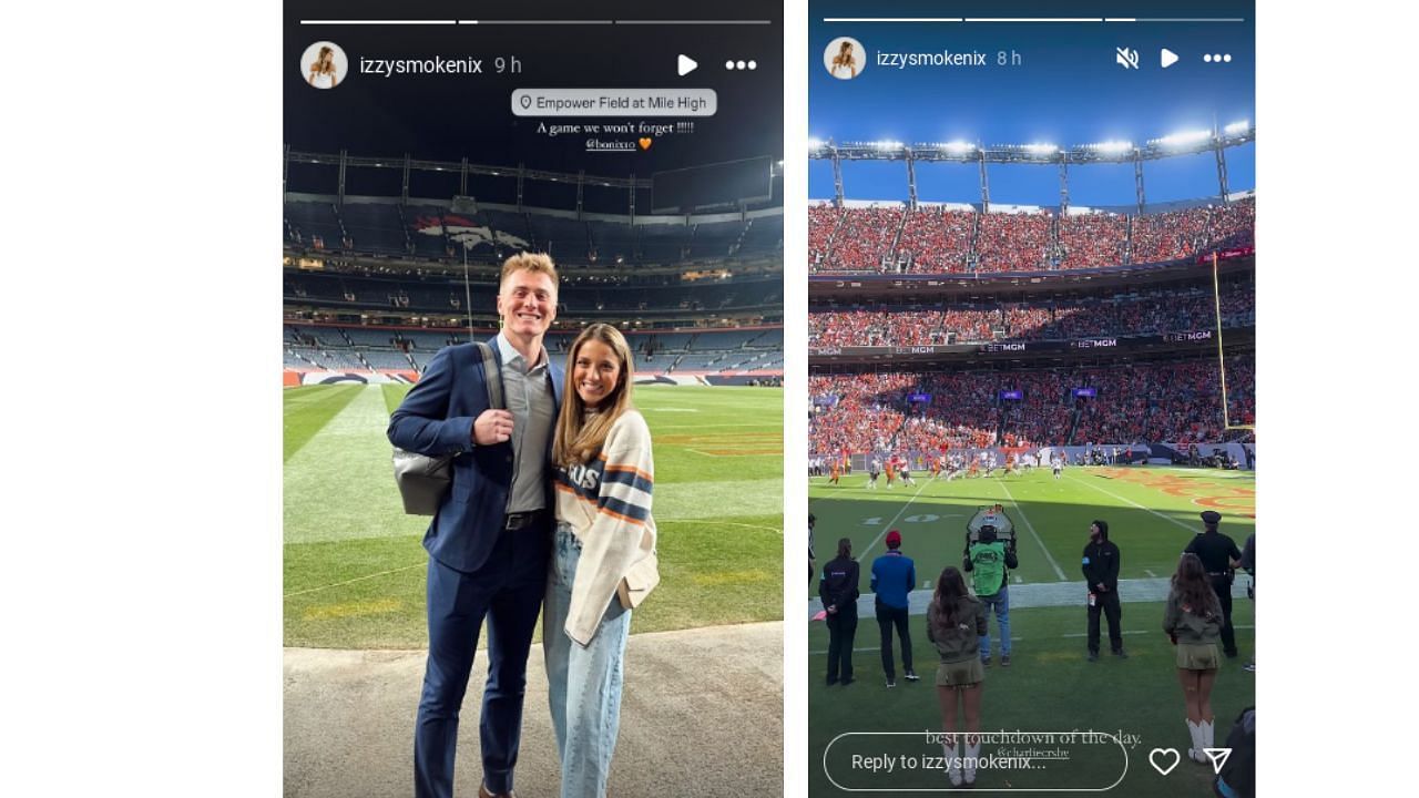 Bo Nix&#039;s wife, Izzy&#039;s IG Stories. (Source: via Instagram/ Izzysmokenix)