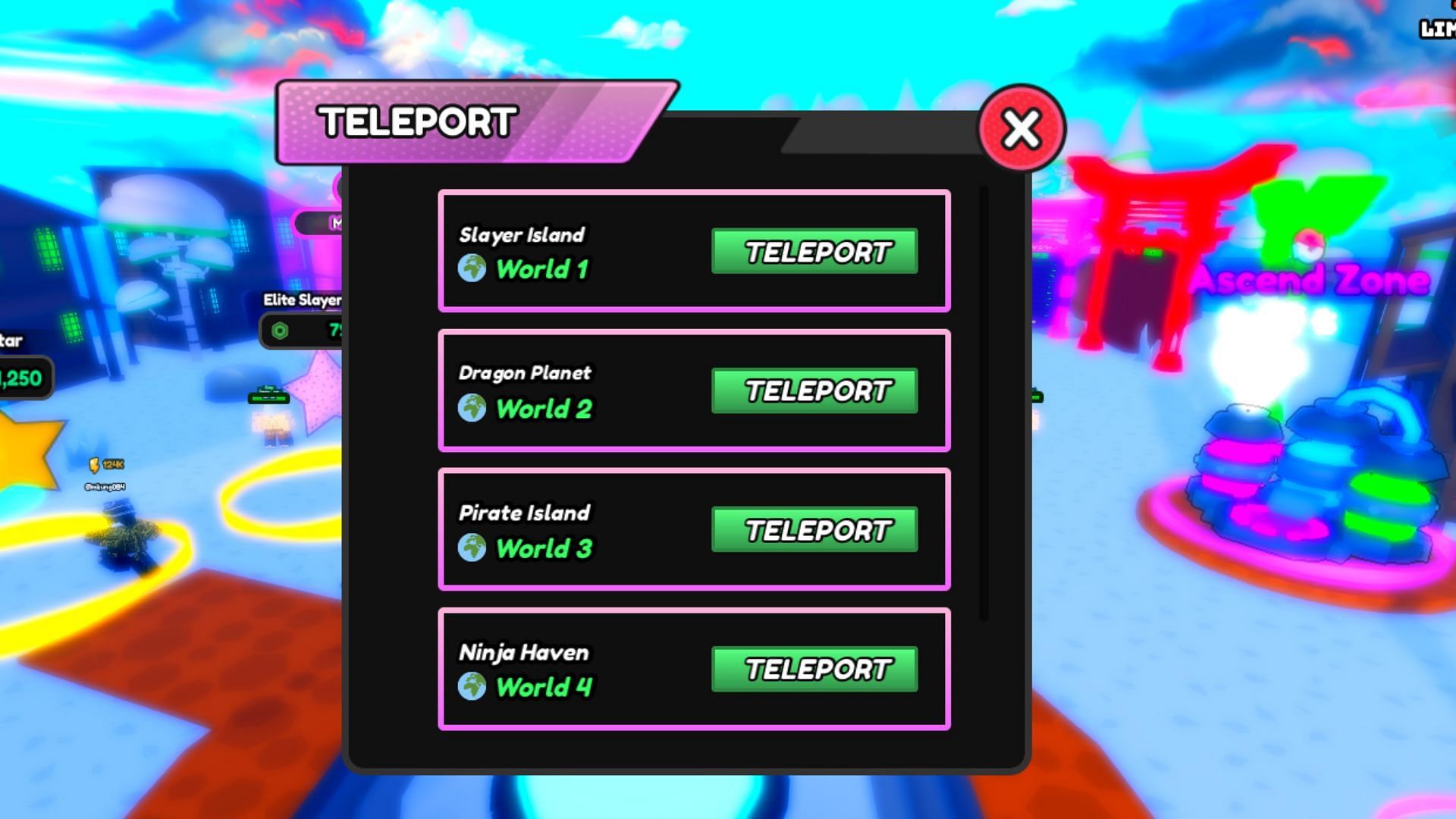 You can teleport to different planets in Anime Maniac Simulator (Image via Roblox)