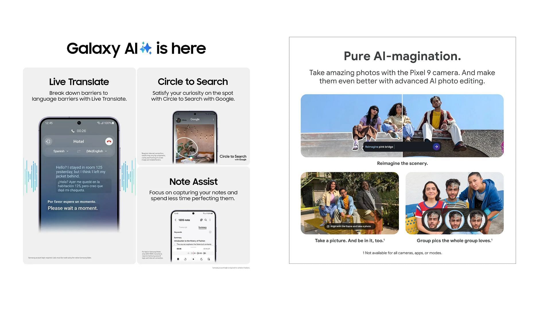 Both devices have completely embraced all the AI features (Image via Google and Samsung)