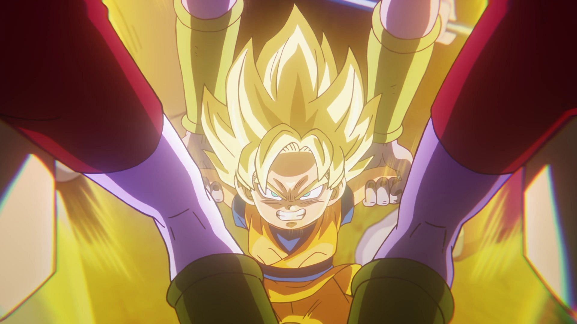 Goku turning into a Super Saiyan in the latest episode (Image via Toei Animation).