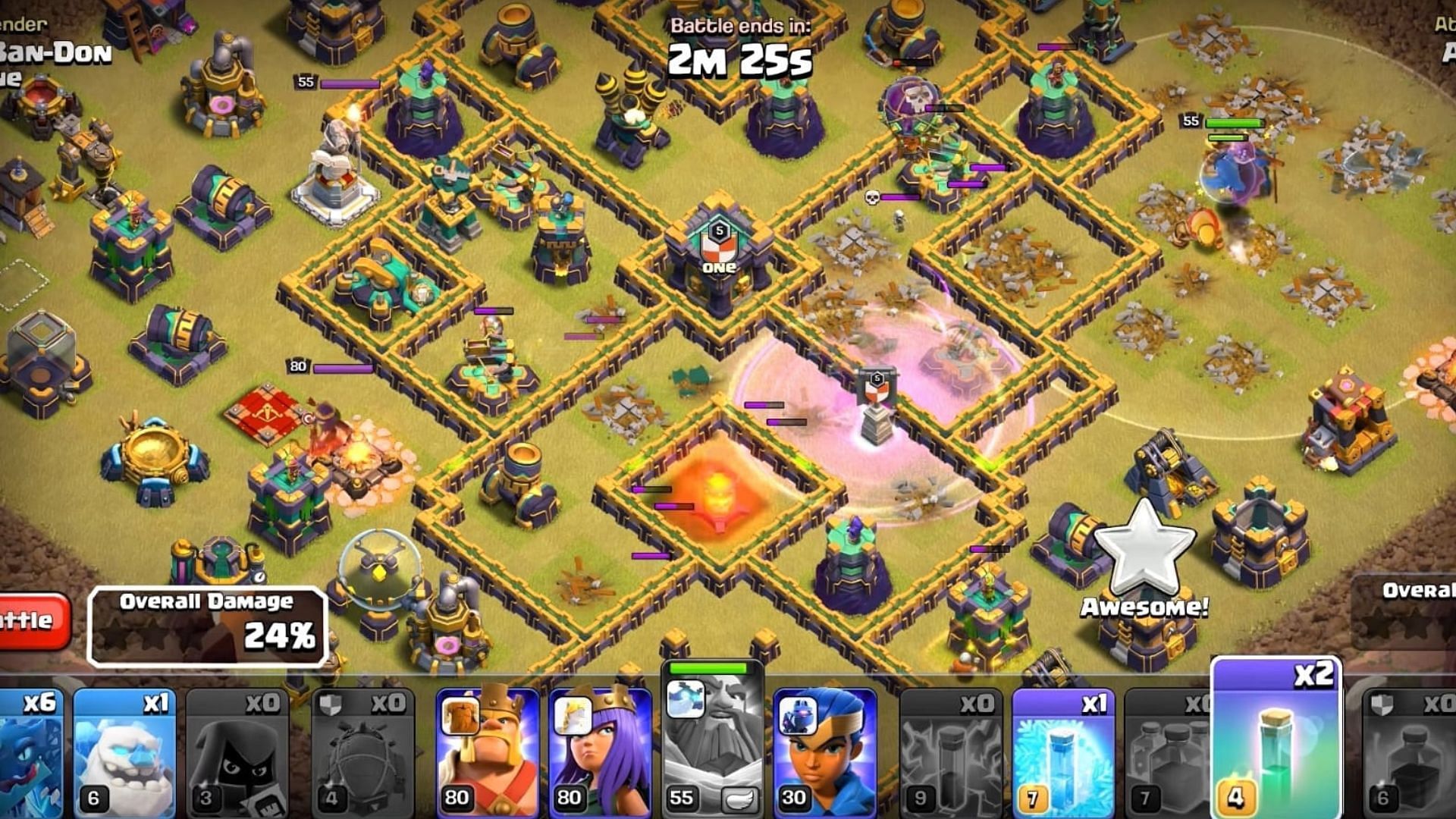 Town Hall 14 Electro Dragon Fury attack (Image via SuperCell)