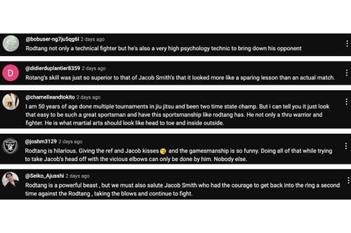 Screenshot of fans' comments