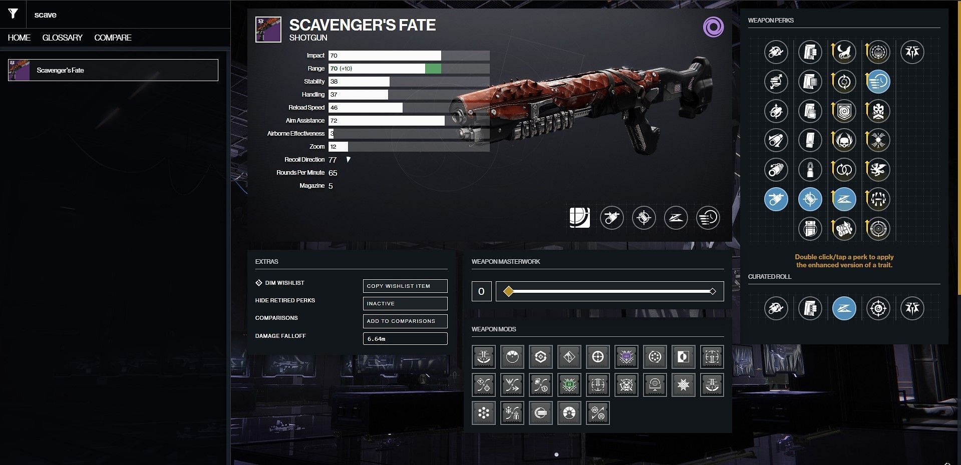 Scavenger's Fate PvP god roll (Image via Bungie || D2Gunsmith)