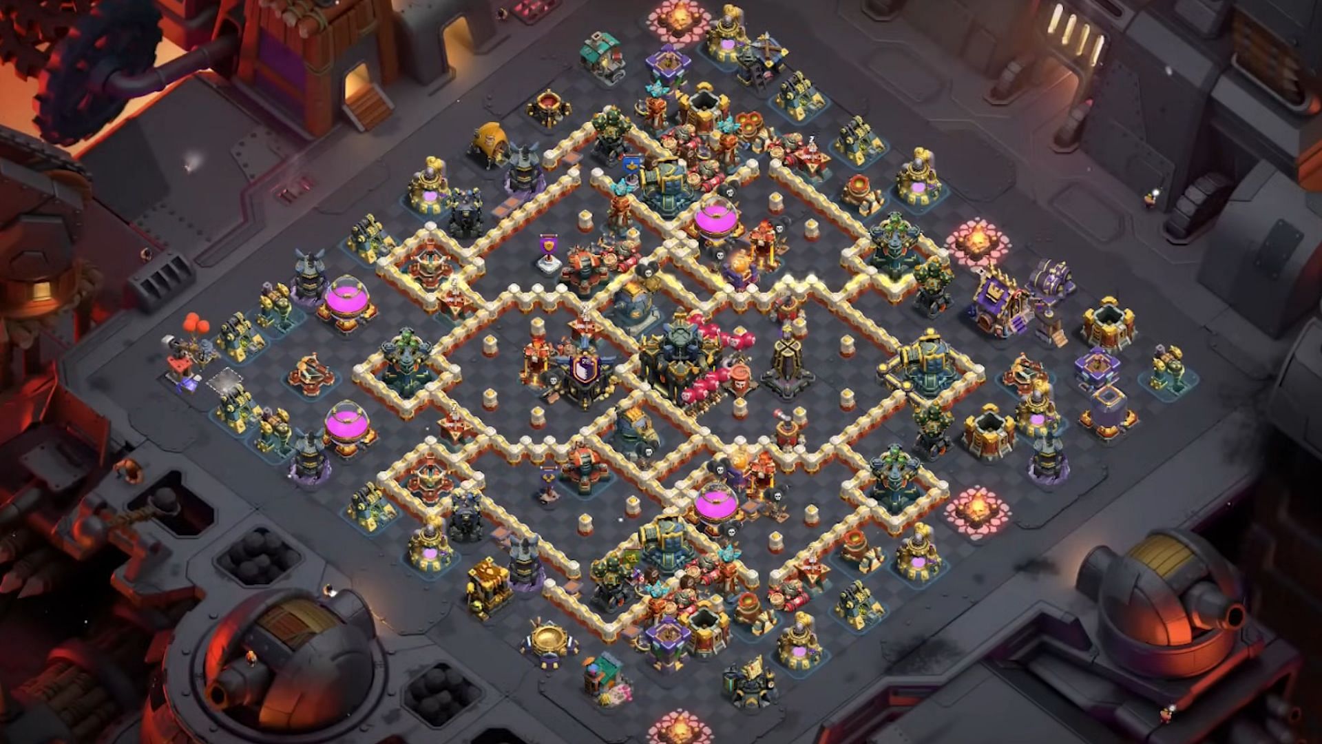 Anti-Air and Dragon Clash of Clans TH 17 defensive war base (Image via Supercell)