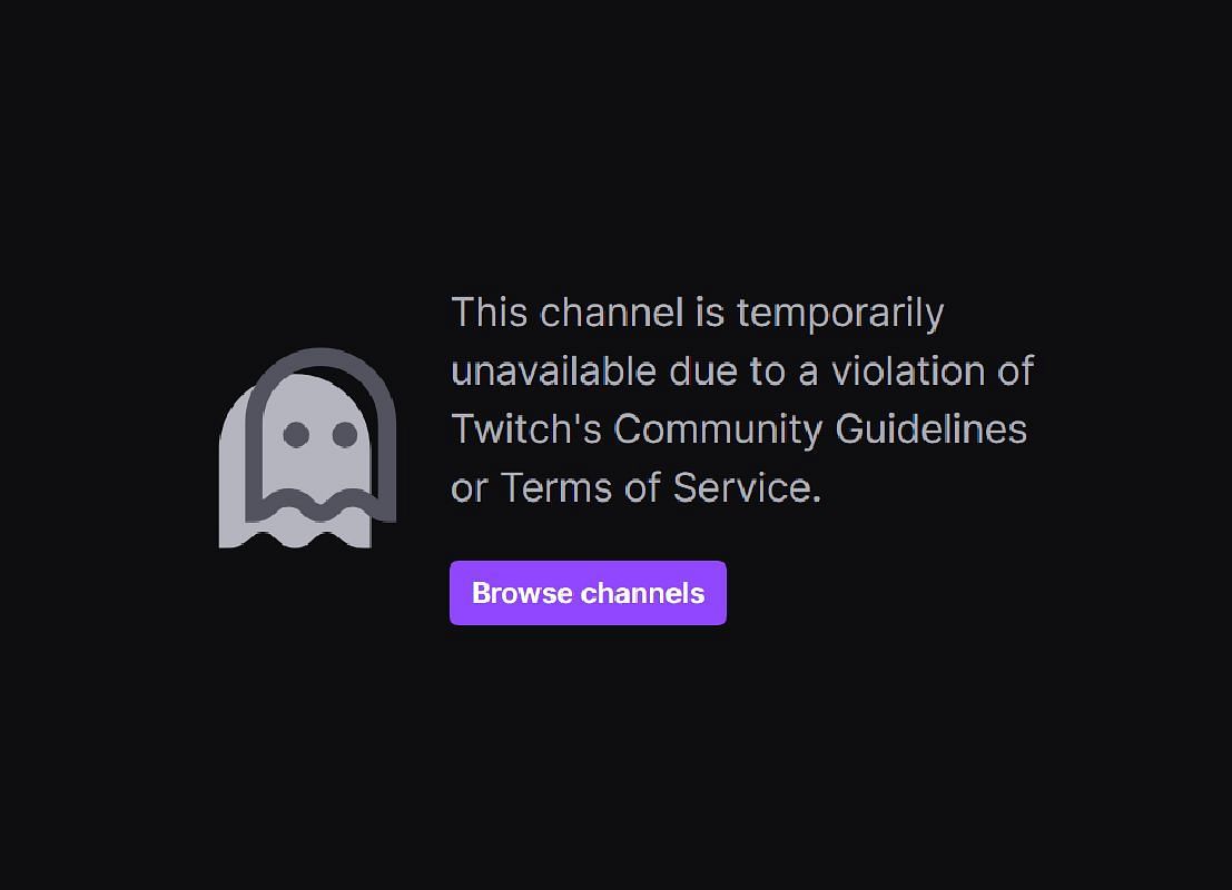 The message that pops up when trying to access Mike from PA&#039;s channel (Image via Central_Committee/Twitch)