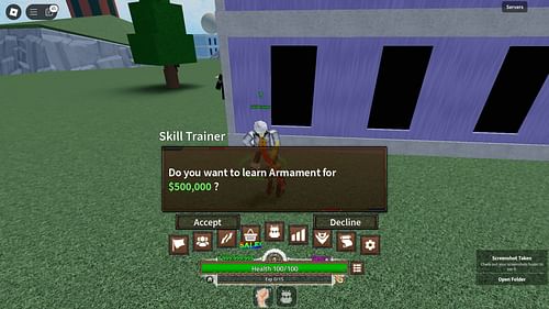 Get the Armament Haki on Bubble Island (Image via Roblox)