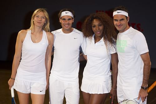 Maria Sharapova, Rafael Nadal, Serena Williams and Roger Federer (Source: Getty)