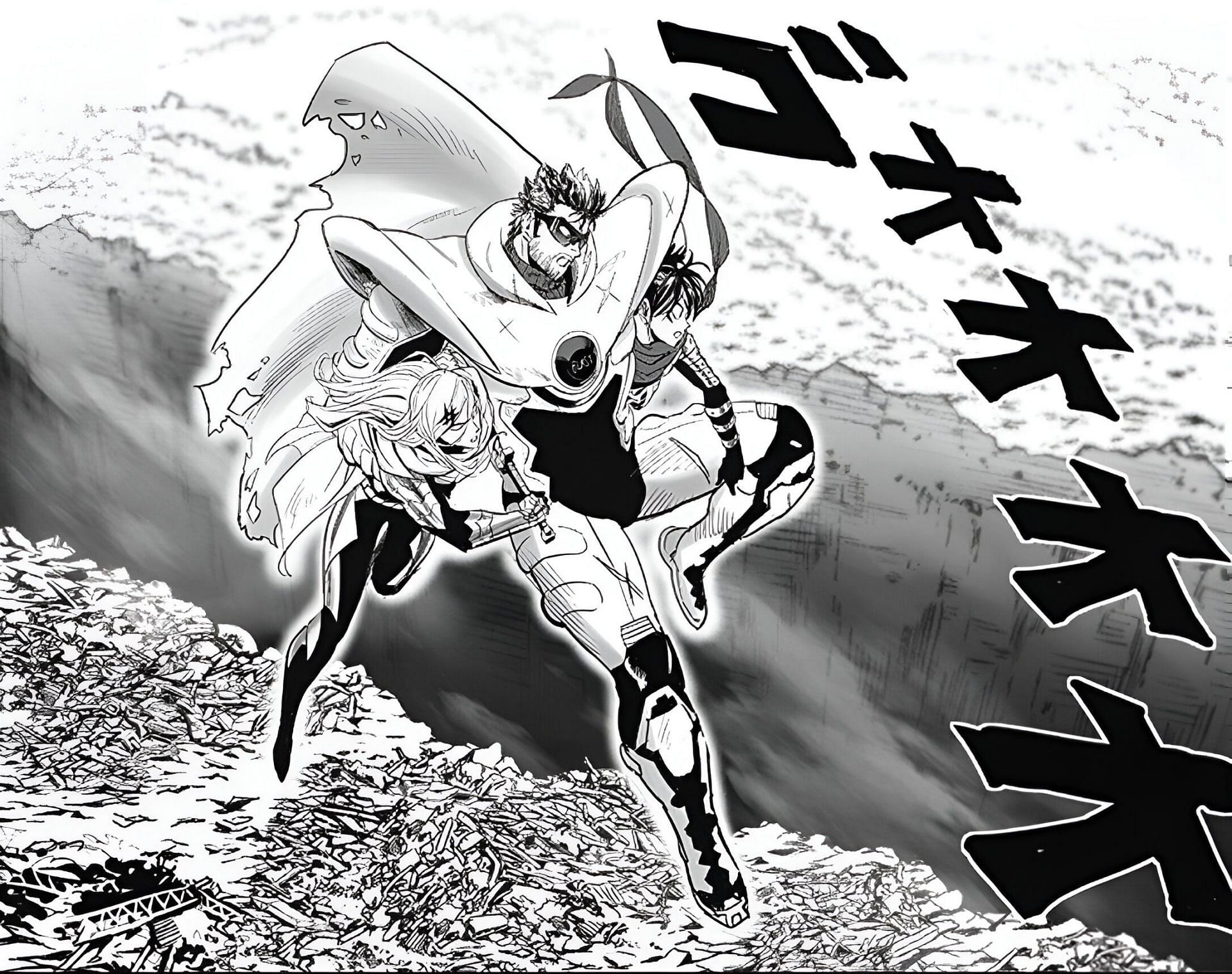 Flash, Blast, and Sonic as seen in One Punch Man Chapter 208 (Image via Shueisha)