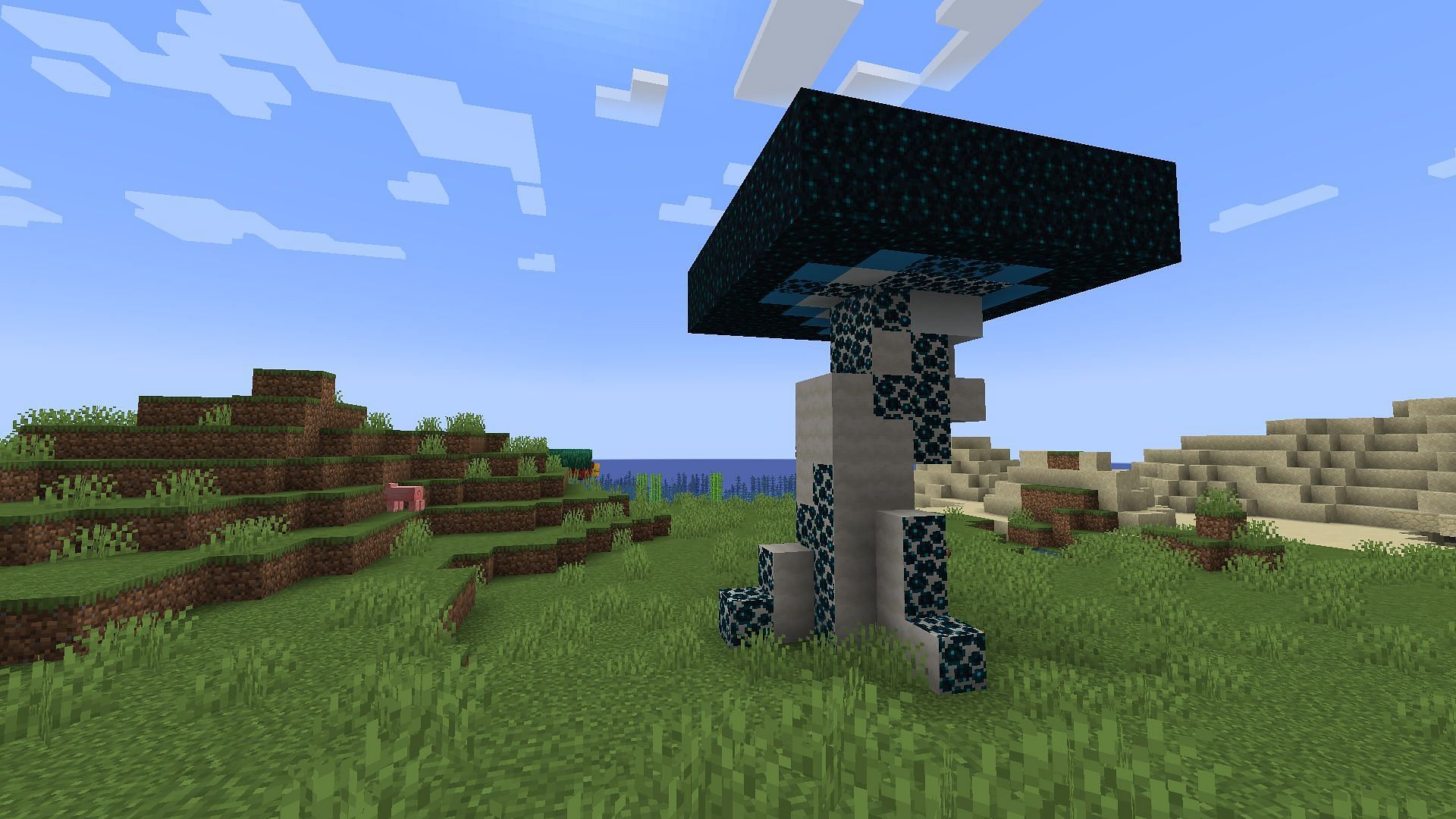 A blue sculk tree feels at home in the dimension (Image via Mojang Studios)