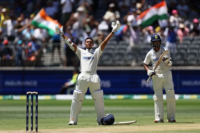[Watch] Yashasvi Jaiswal completes maiden century in Australia with a six during 1st BGT 2024-25 Test