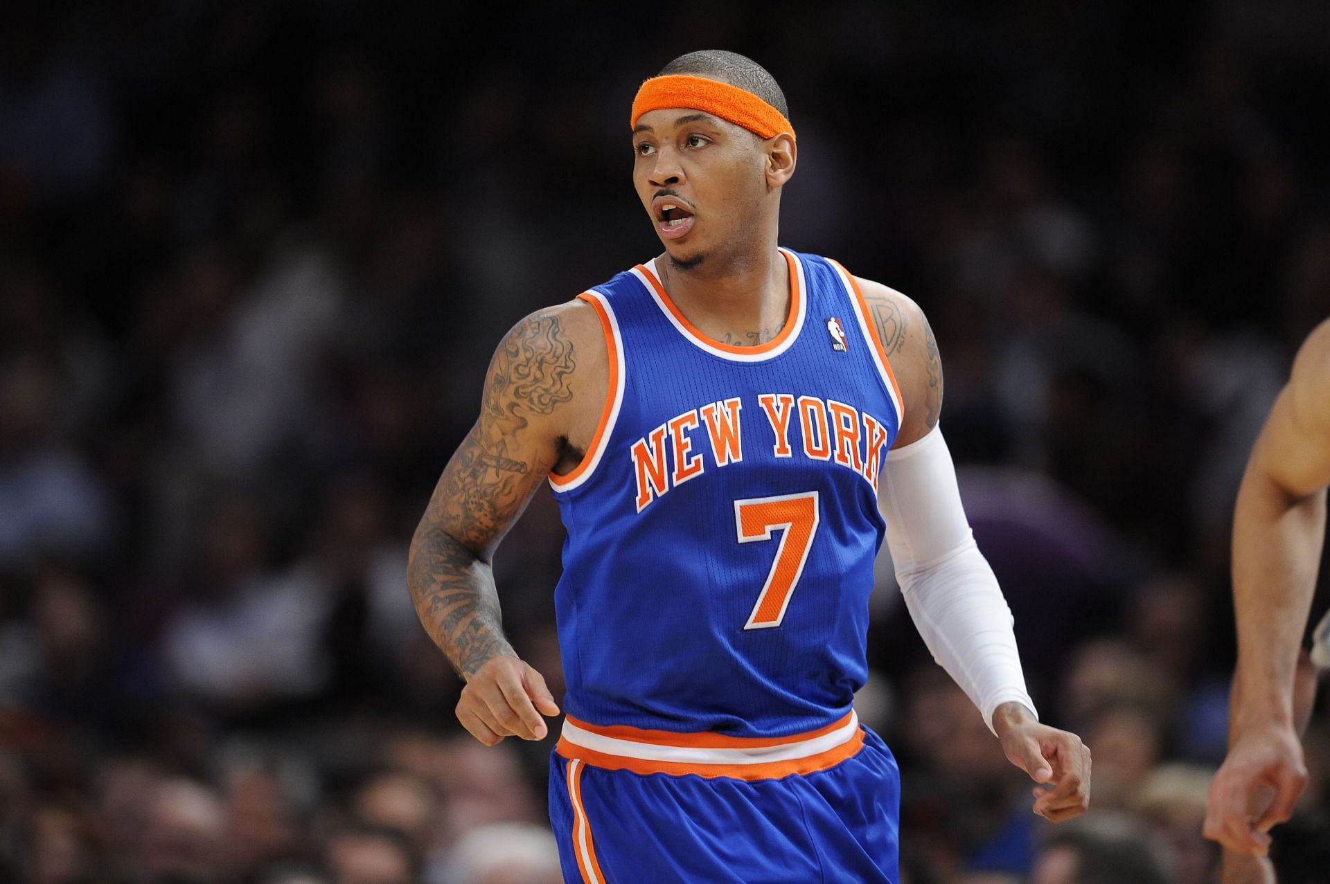 Carmelo Anthony in action for the New York Knicks against the Miami Heat (Credits: Getty)