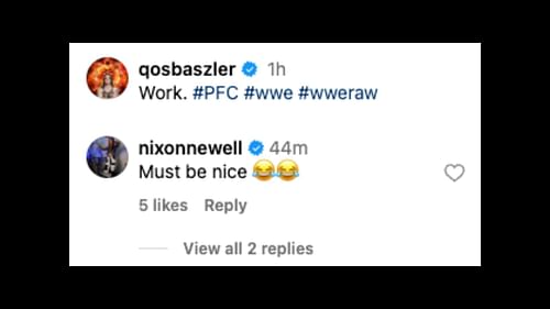 Nox hilariously reacts to Baszler's message on Instagram.