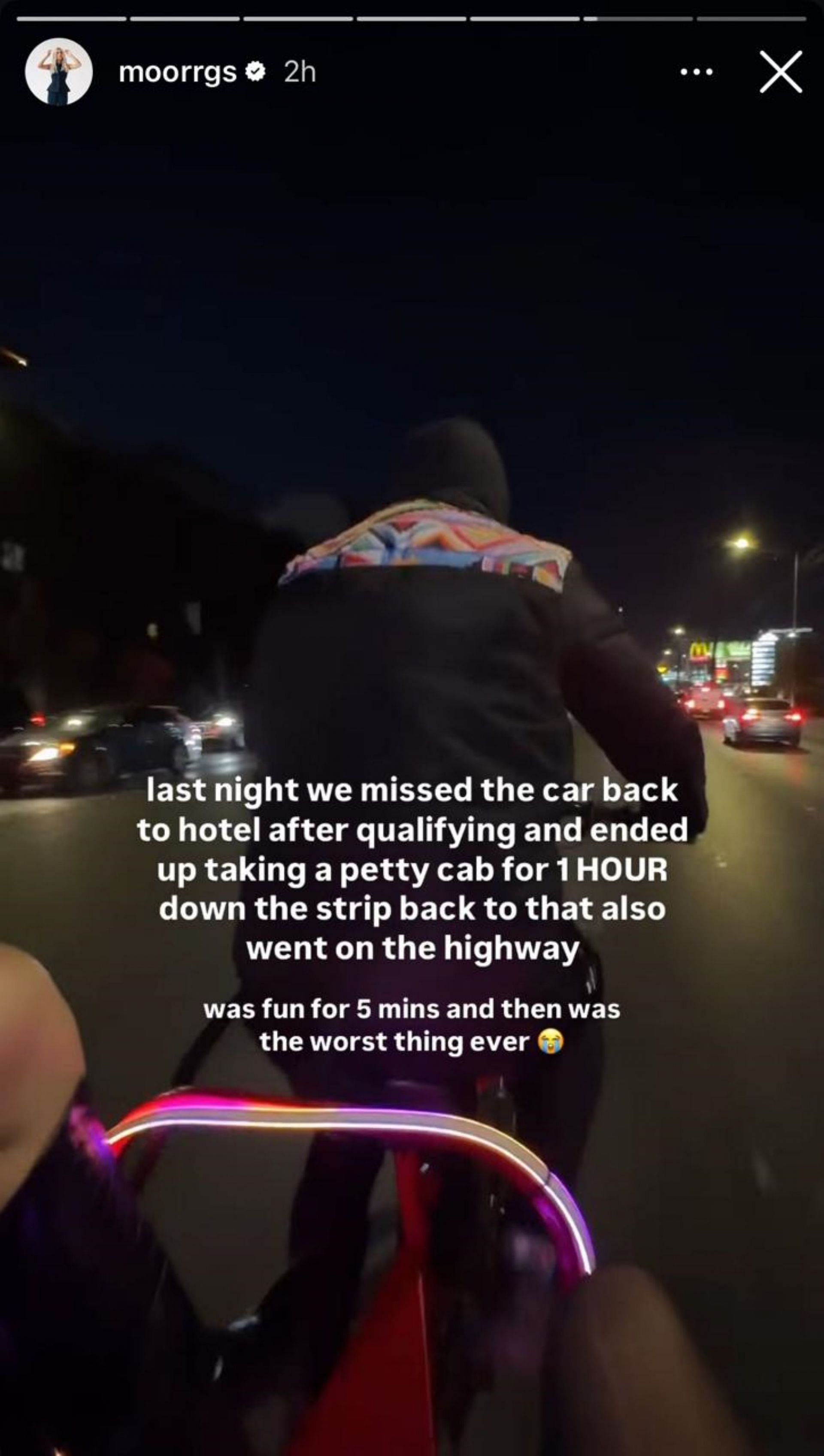 Morgan Riddle narrates her night adventures in Las Vegas; Instagram - @moorrgs