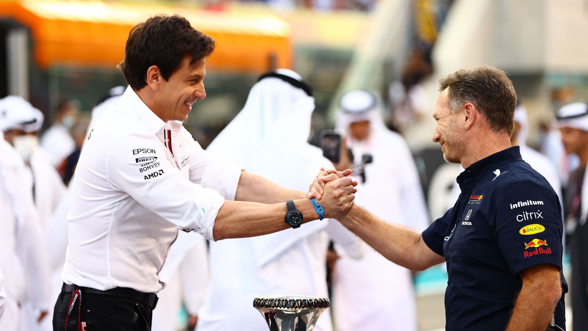 Mercedes GP Executive Director Toto Wolff and Red Bull Racing Team Principal Christian Horner - Source: Getty