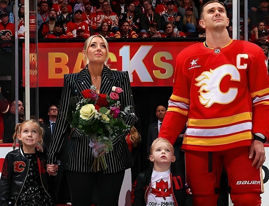 Meredith Gaudreau celebrates Mikael Backlund