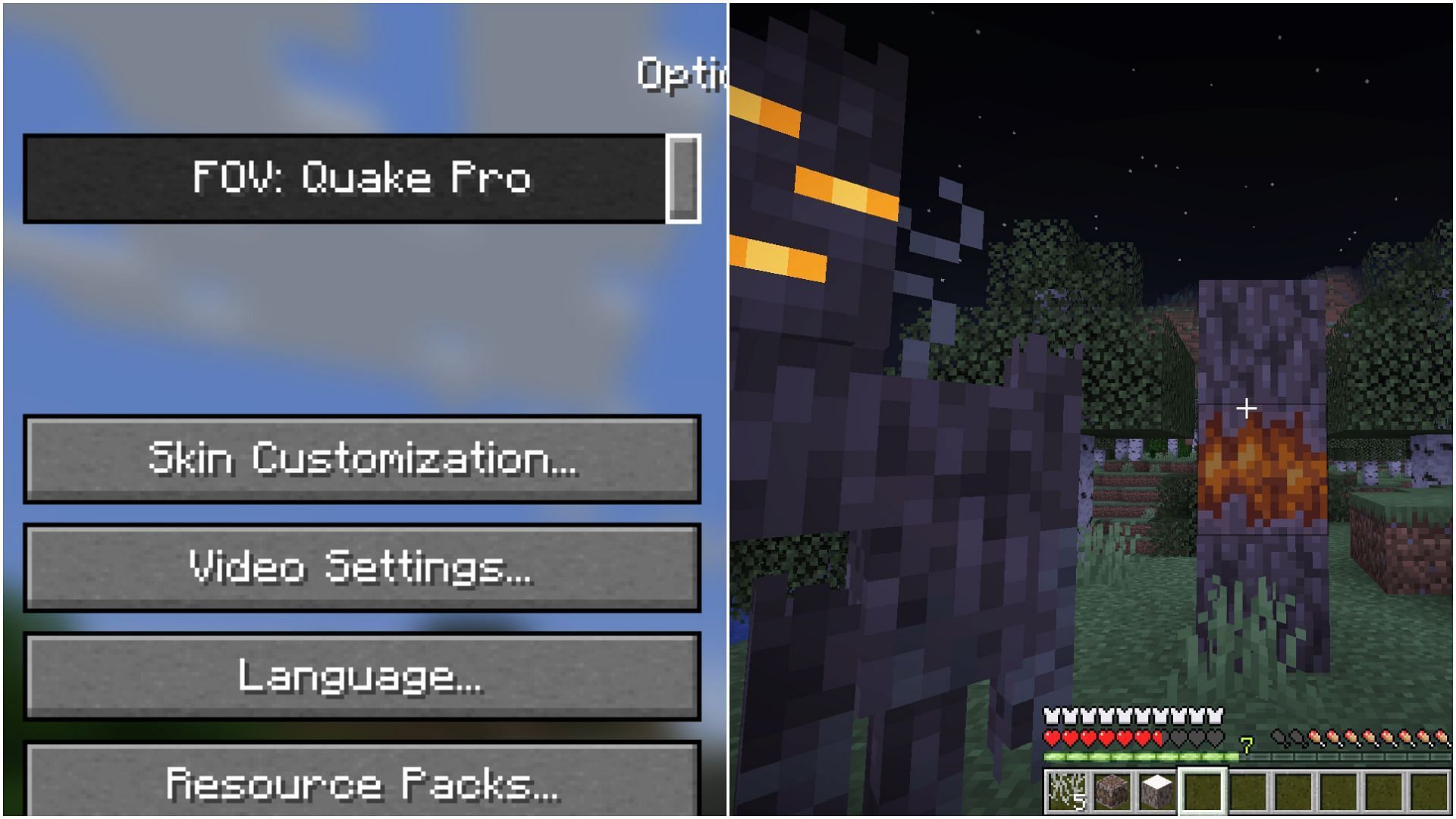 Start playing on increased FOV in order to stop Creaking from chasing (Image via Mojang Studios)